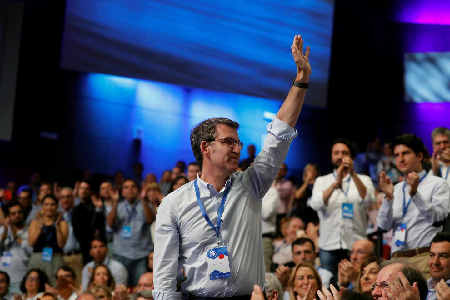 El presidente de la Xunta y líder del PP gallego, Alberto Núñez Feijóo, durante el XIX Congreso del partido.