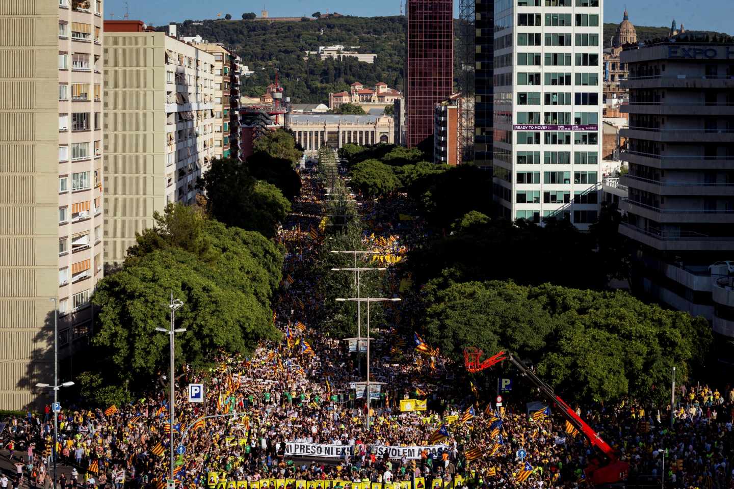 Manifestación por la libertad de los presos en Cataluña.