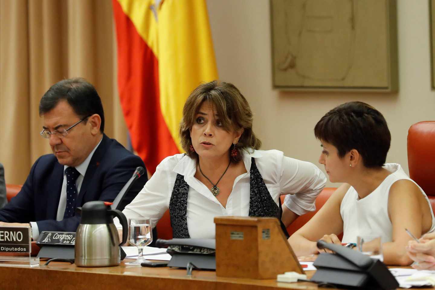 La ministra de Justicia, Dolores Delgado, durante su comparecencia en el Congreso de los Diputados.