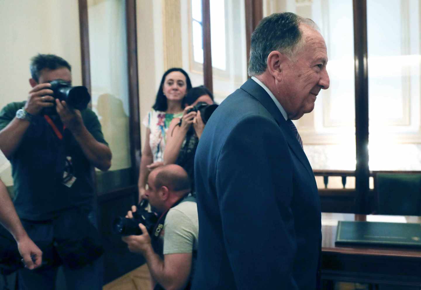 El director del Centro Nacional de Inteligencia, Félix Sanz Roldán, a su llegada al Congreso.