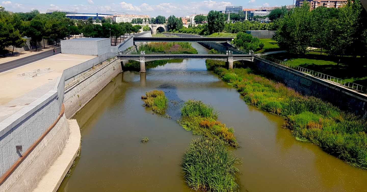 Tramo naturalizado del Manzanares, a la altura del Puente de Toledo