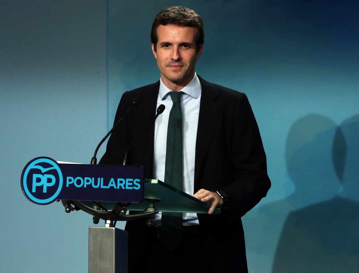 Pablo Casado, durante la rueda de prensa tras anunciarse el resultado de las primarias del PP.