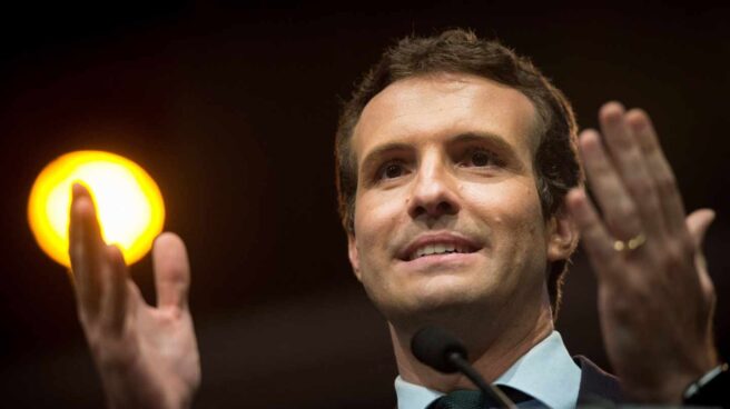 Pablo Casado, durante un acto de campaña este martes en Madrid.