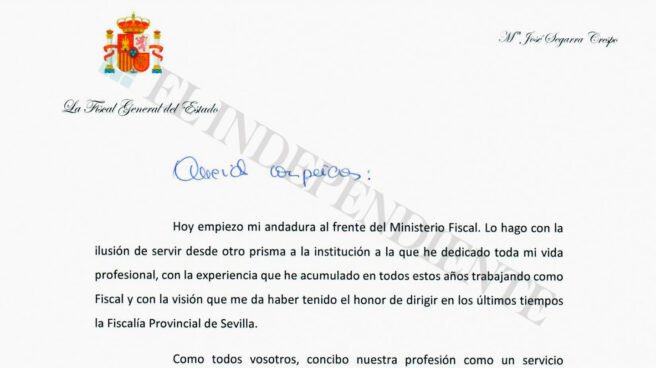 Carta de la nueva fiscal general a todos los fiscales: "Trabajaré desde la más radical independencia"