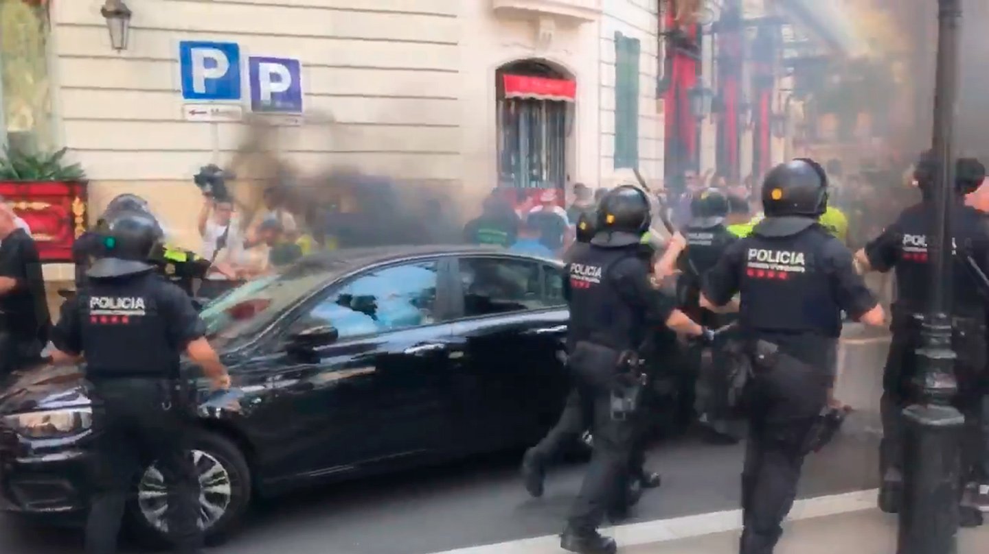 Protestas de taxistas en Barcelona