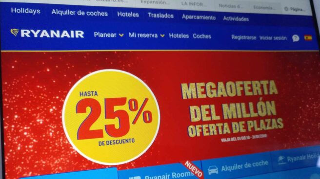 Promoción comercial de Ryanair en su web.