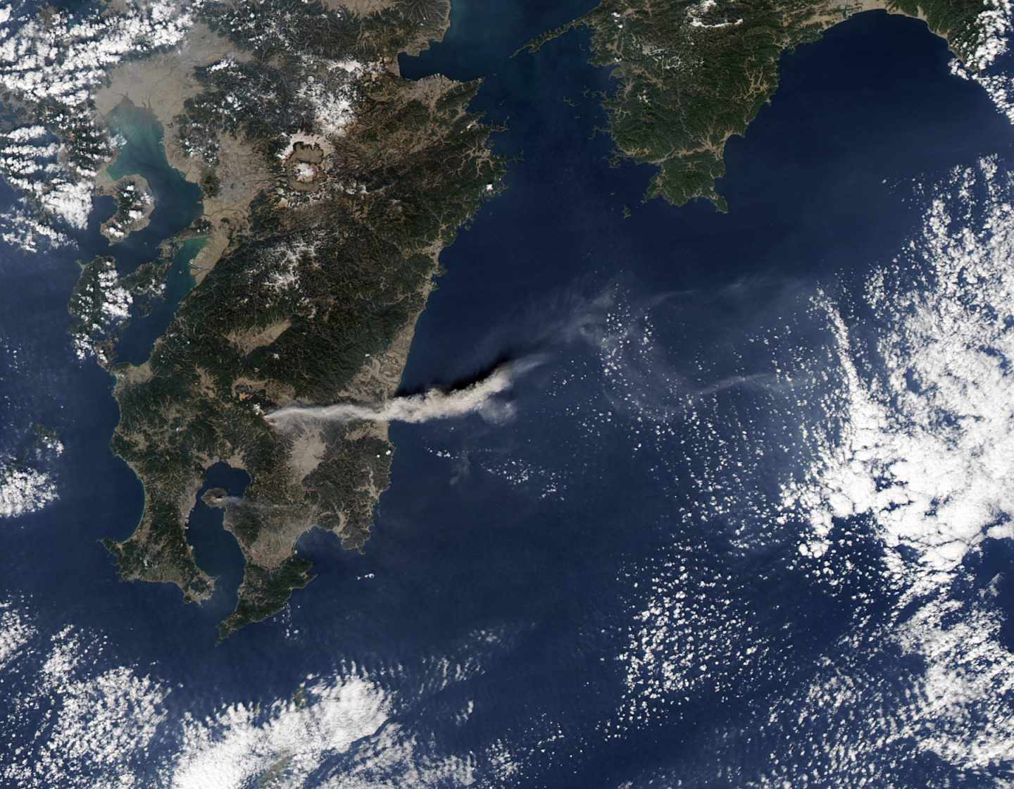 Imagen de satélite del sur de Japón