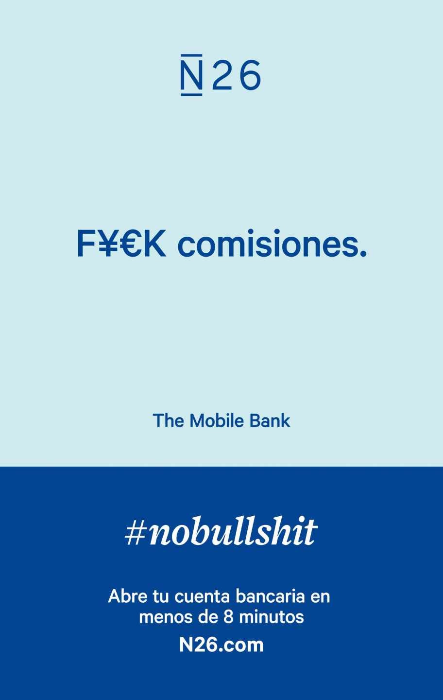 Campaña NoBullshit del banco online N26.