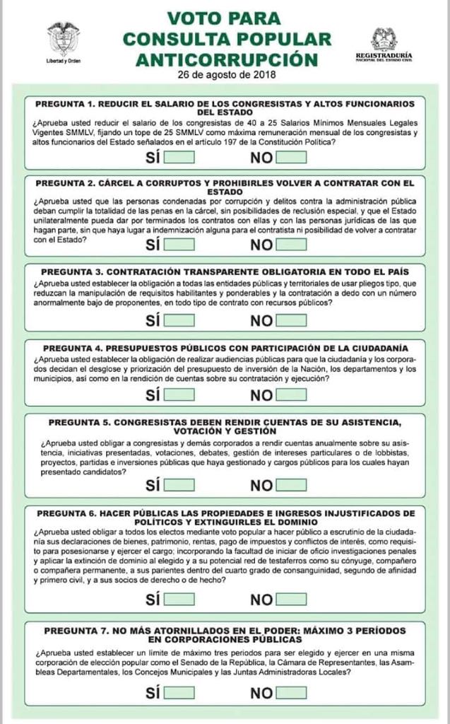 Voto para la Consulta Popular Anticorrupción