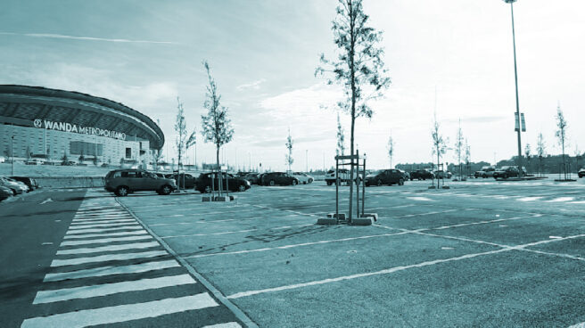 Wanda Atlético Vista del Wanda Metropolitano desde el aparcamiento del estado.