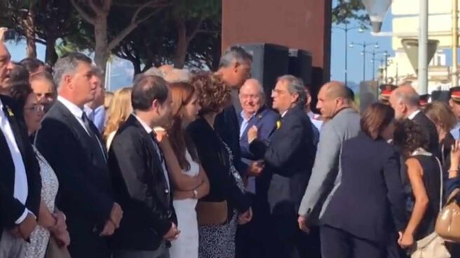 Xabier García Albiol y Quim Torra en el homenaje en Cambrils.