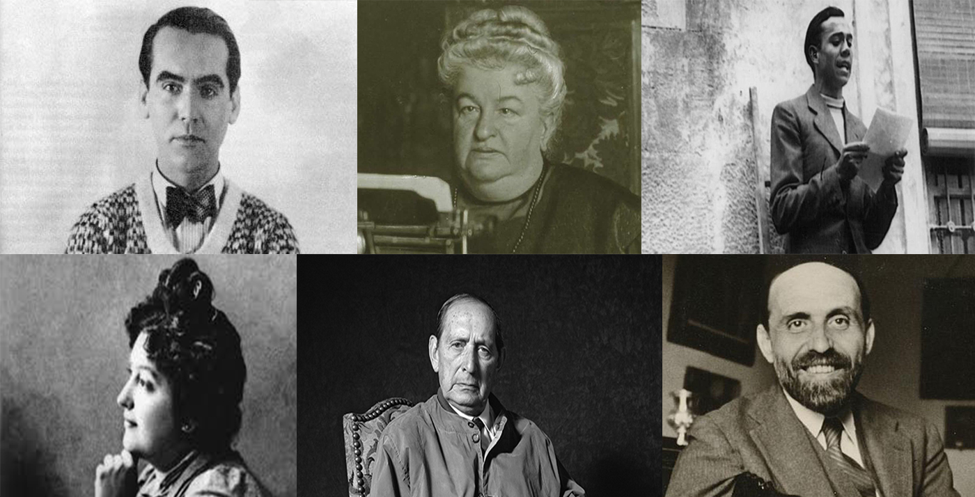 Federico García Lorca, Emilia Pardo Bazán, Miguel Hernández, Carmen de Burgos, Miguel Delibes y Juan Ramón Jiménez.