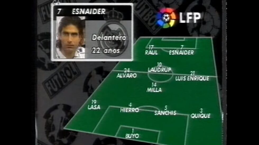 Alineación titular del Real Madrid frente al Espanyol, en la jornada 16 de la Liga 1995/96.