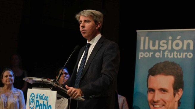 El presidente madrileño Ángel Garrido en un acto en Madrid de la candidatura de Pablo Casado en las primarias del PP.