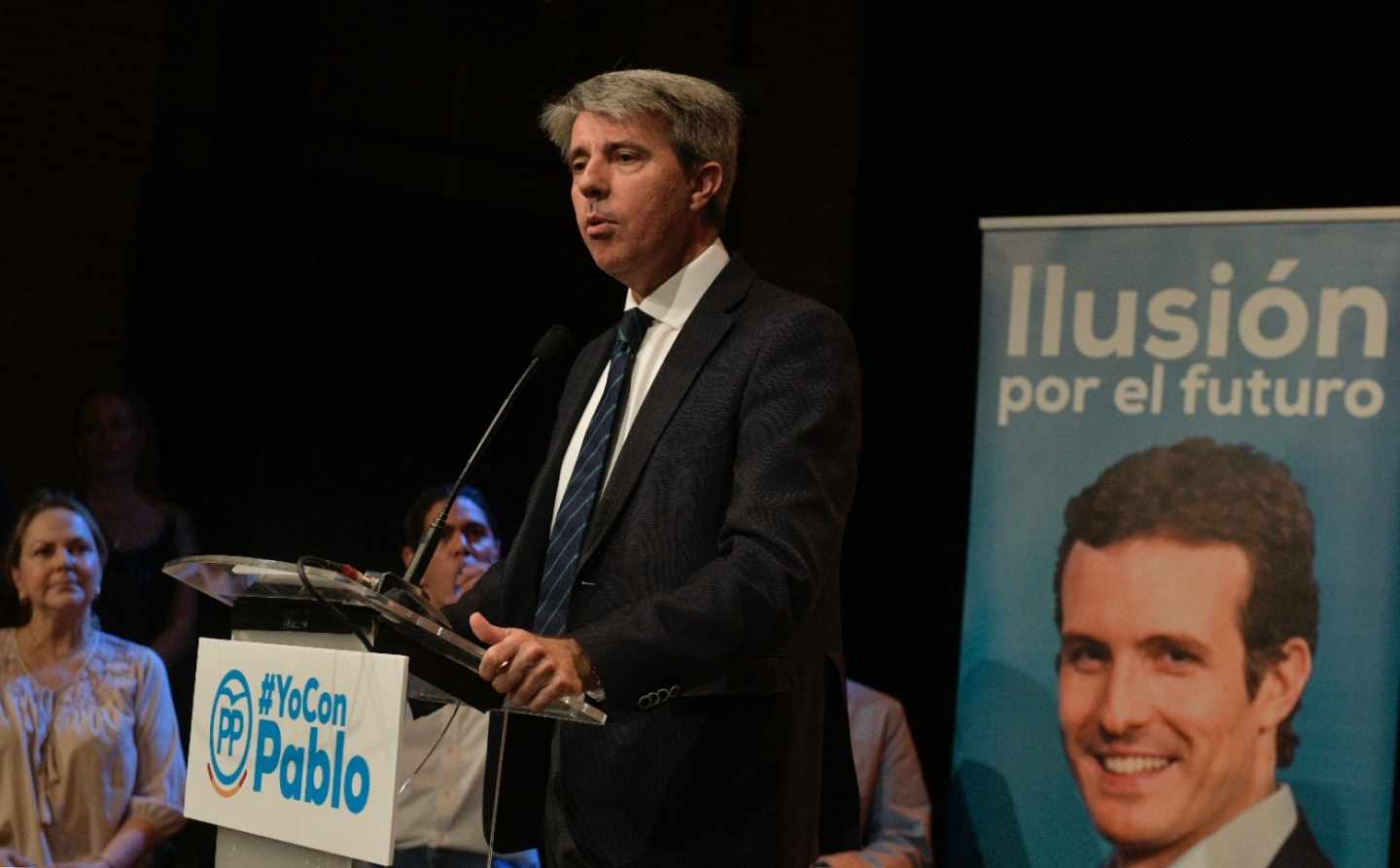 El presidente madrileño Ángel Garrido en un acto en Madrid de la candidatura de Pablo Casado en las primarias del PP.