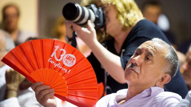 El secretario general de UGT, Pepe Álvarez, durante el 130 aniversario del sindicato.