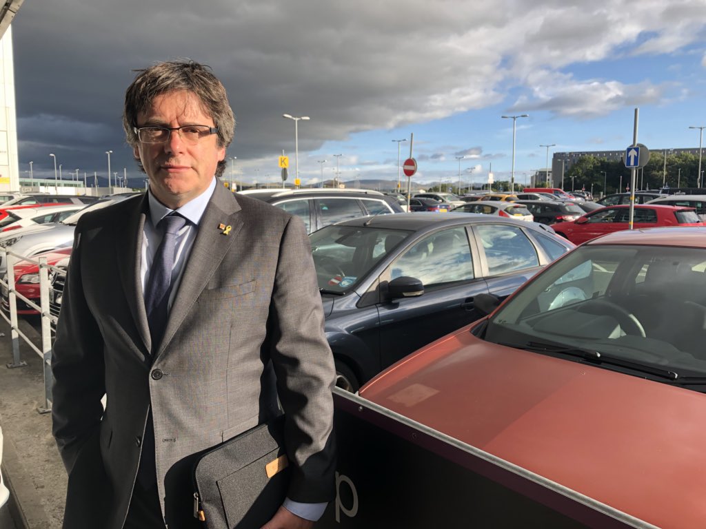 Carles Puigdemont, a su llegada a Escocia.