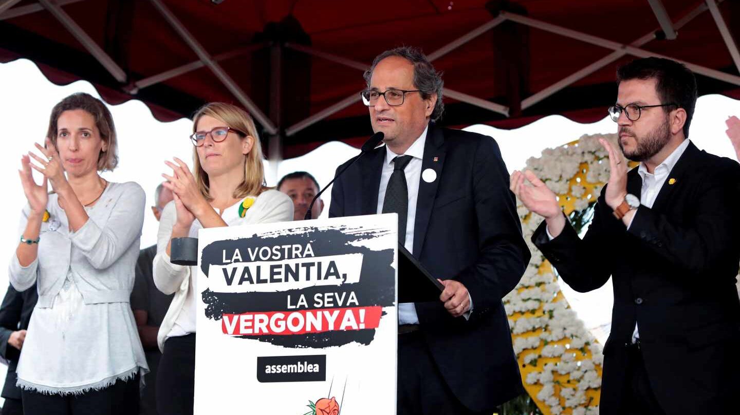 Quim Torra, durante su intervención en Lledoners.