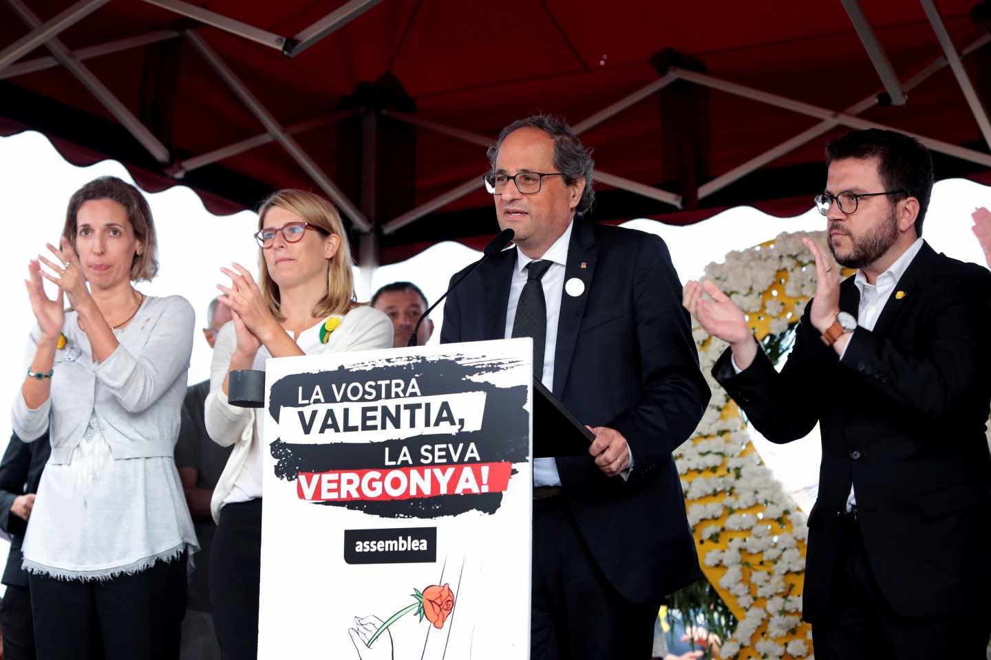 Quim Torra, durante su intervención en Lledoners.