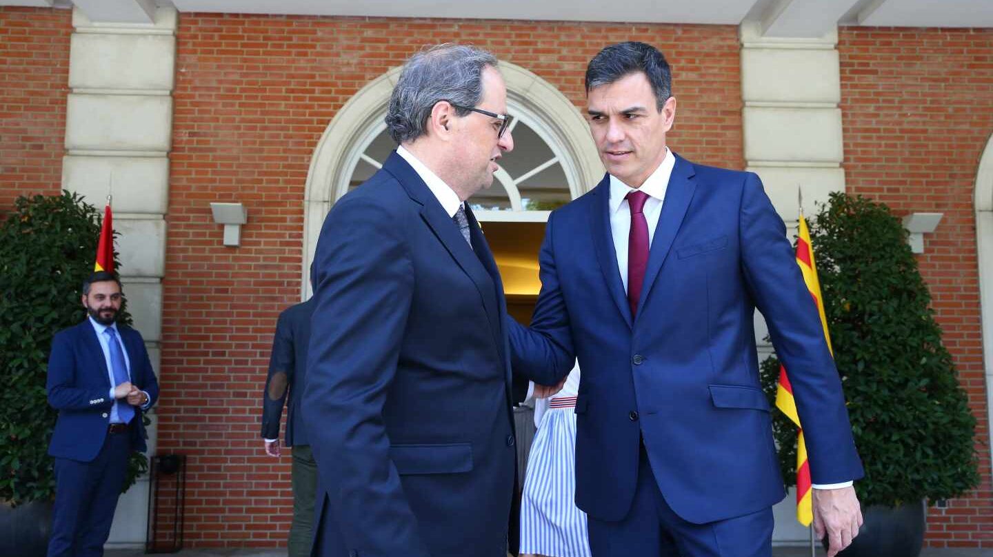 El president de la Generalitat, Quim Torra, y el presidente de Gobierno, Pedro Sánchez, el pasado agosto en la Moncloa.