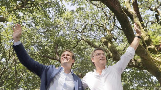 Pablo Casado y Alberto Núñez Feijóo, en Cotobade (Pontevedra). Pablo Casado y Alberto Núñez Feijóo, en Cotobade (Pontevedra).