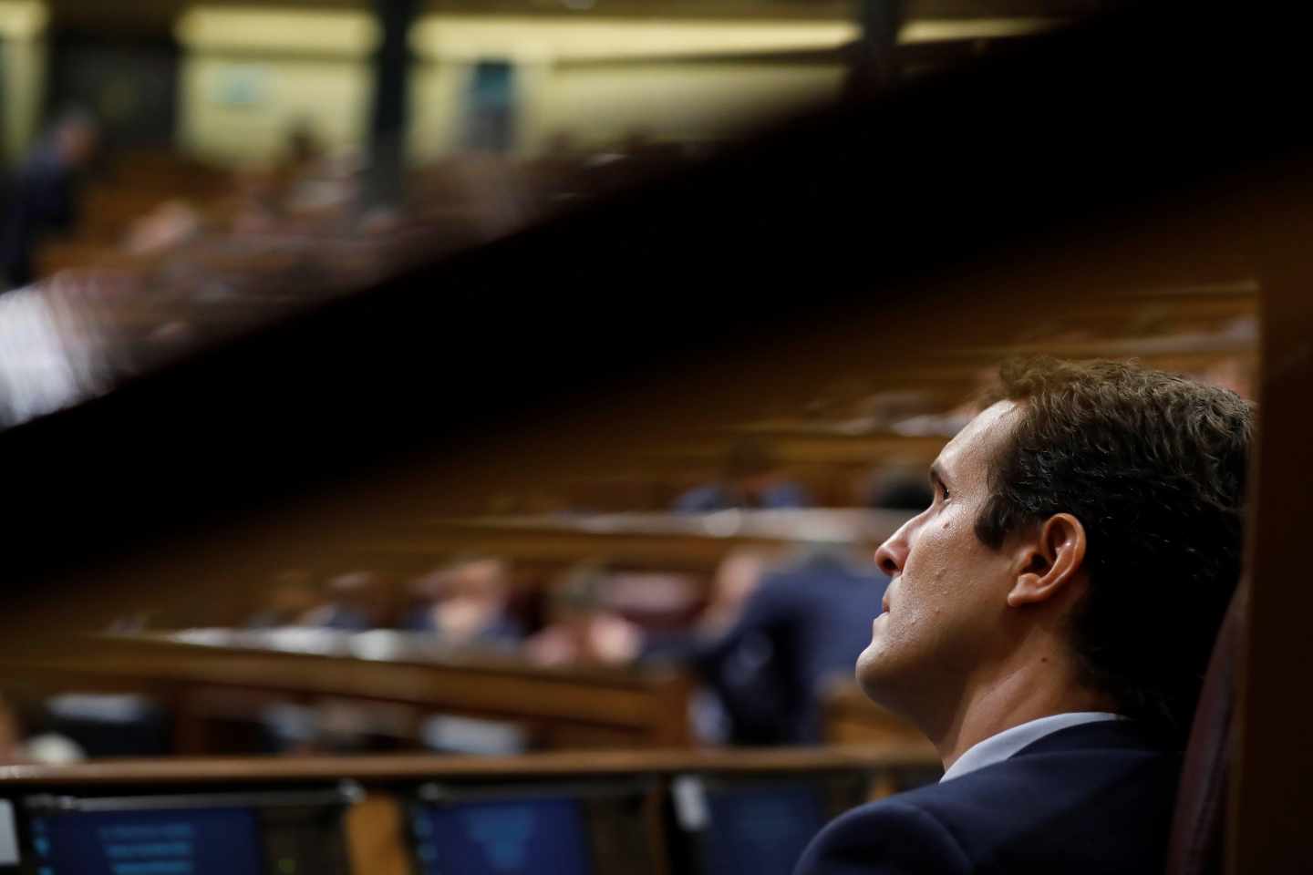 Pablo Casado durante la sesión de control de ayer al Gobierno en que se habló del máster de Pedro Sanchez