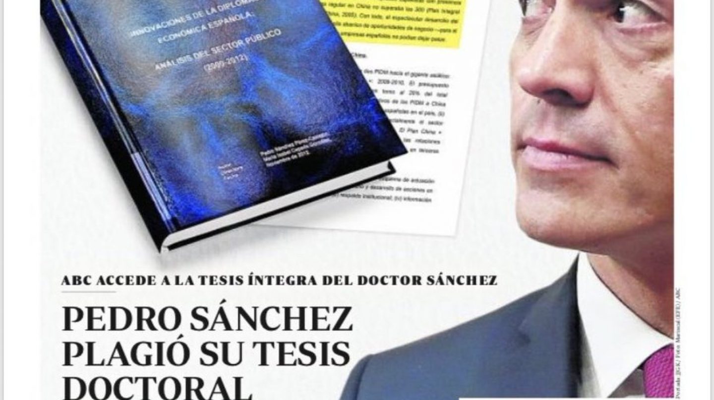 Portada de ABC sobre la tesis de Pedro Sánchez.