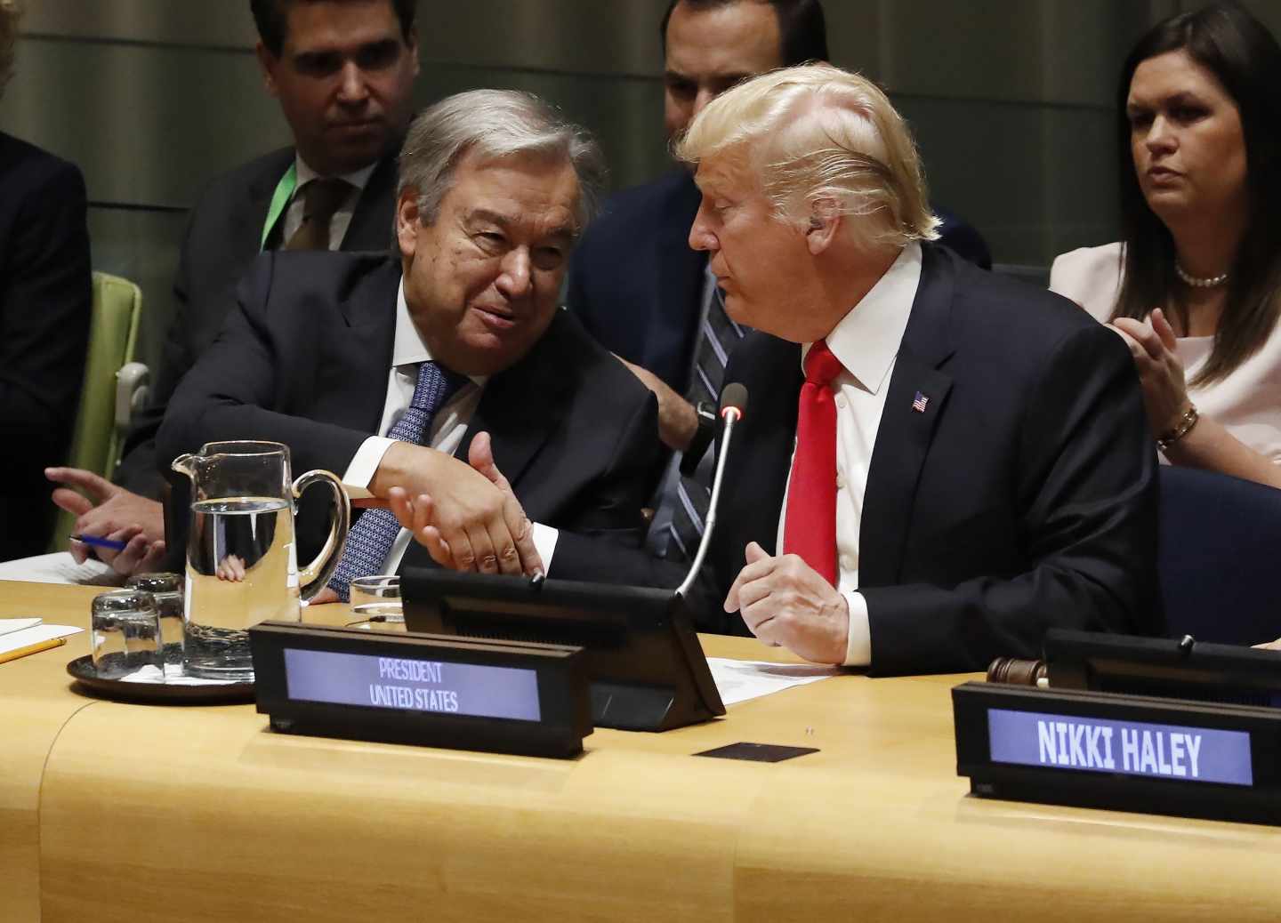 Antonio Guterres, secretario general de la ONU, y Donald Trump, presidente de EEUU, en la ONU.