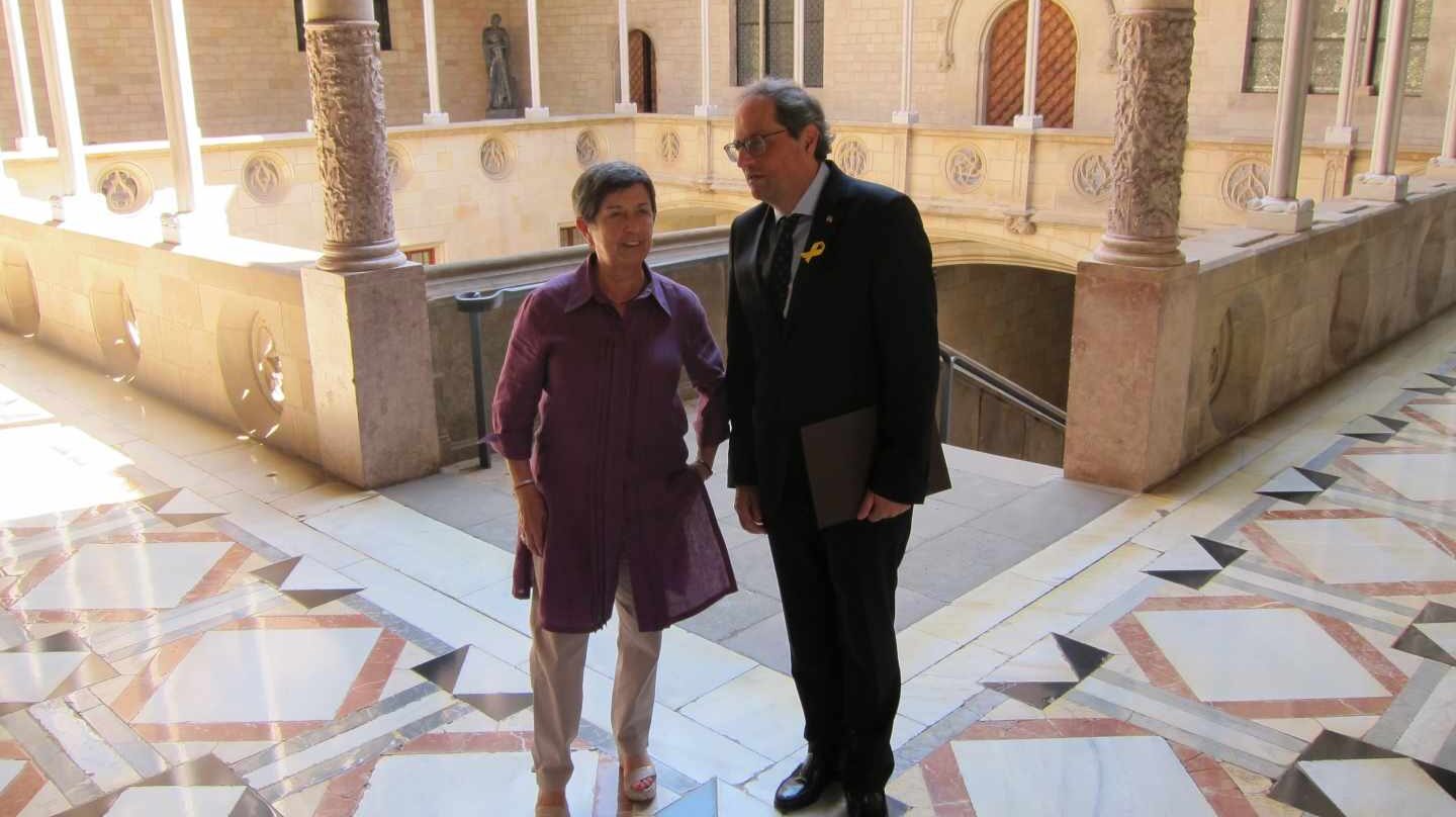 Teresa Cunillera y Quim Torra, el pasado 23 de julio en el Palacio de la Generalitat.