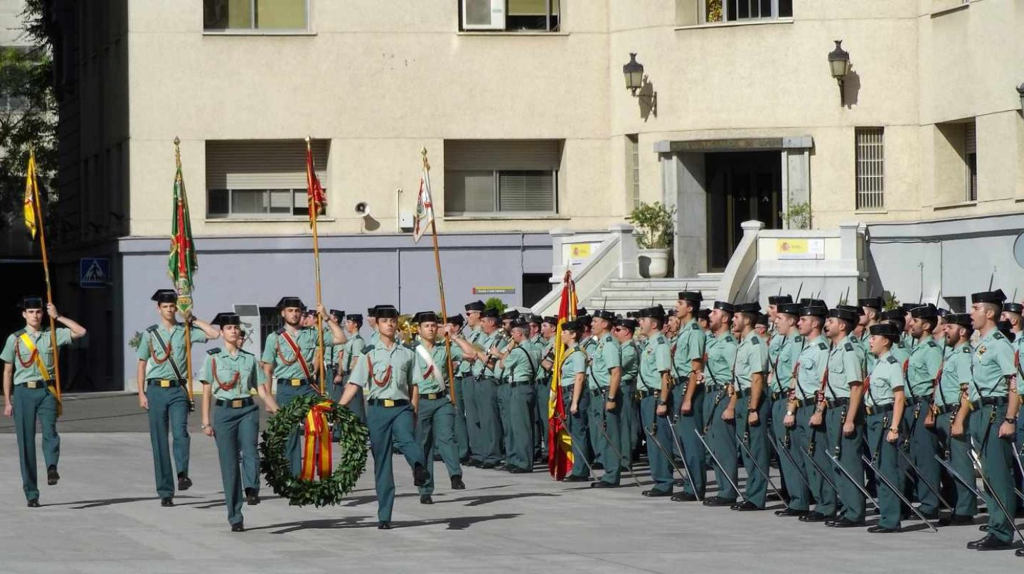 Guardias civiles, en formación en un acto oficial en la sede central del Cuerpo en Madrid.
