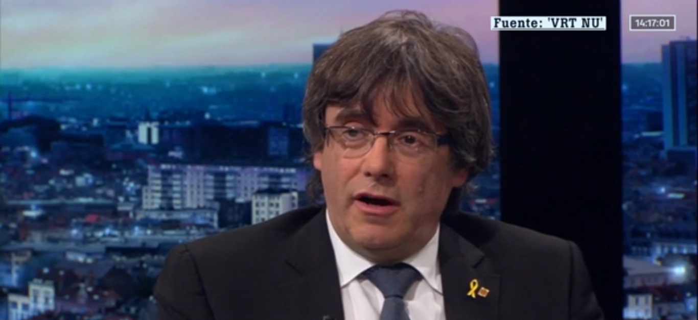 Carles Puigdemont durante una entrevista en la televisión belga.