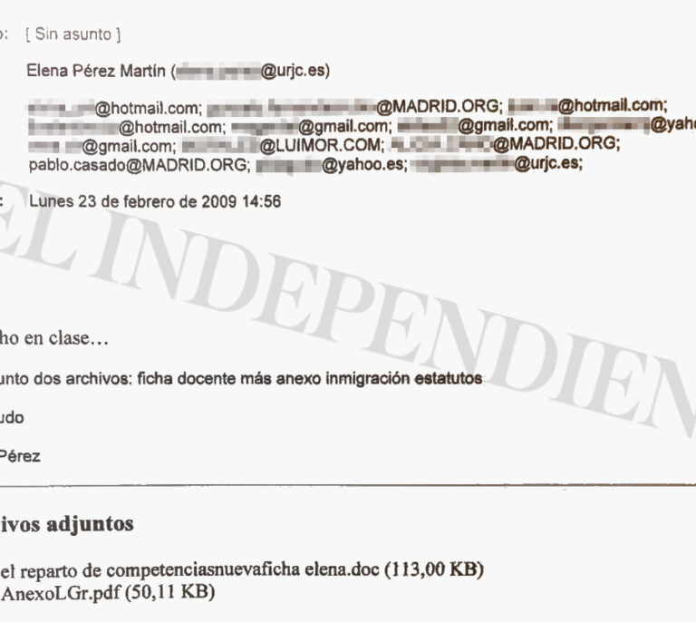 Una profesora del máster, por correo electrónico a Casado: "Lo dicho en clase…"