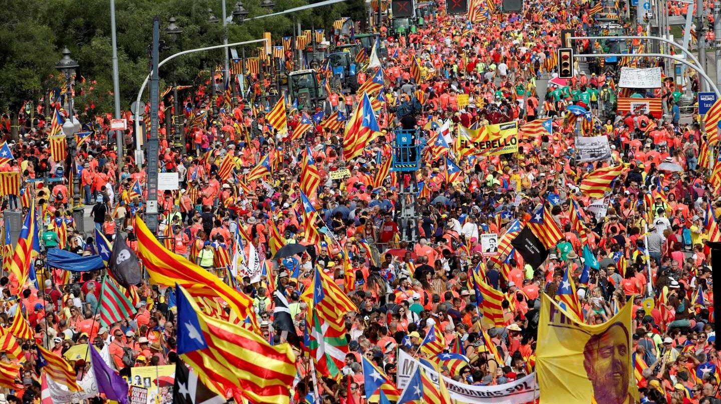 Diagonal de Barcelona, durante la Diada 2018.