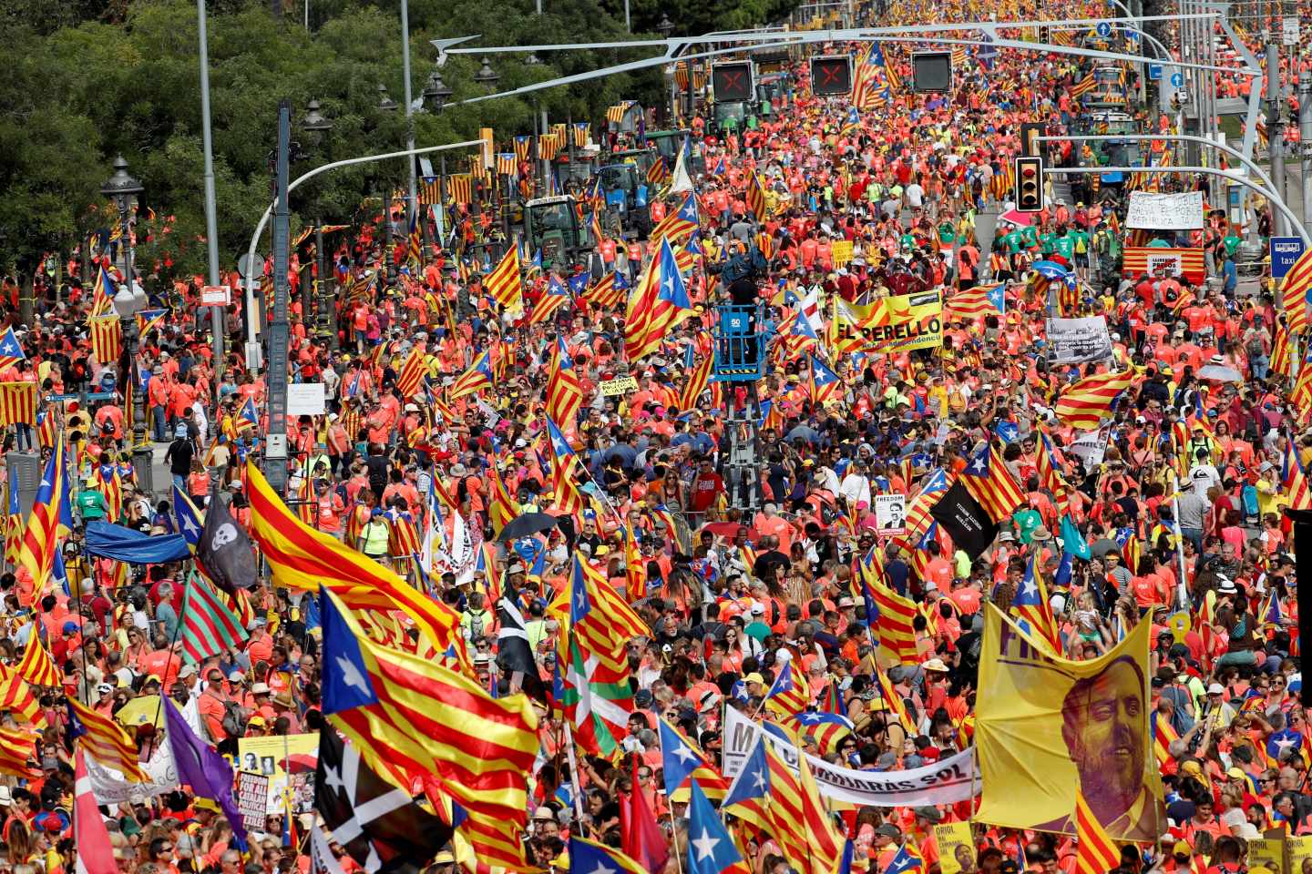 Diagonal de Barcelona, durante la Diada 2018.