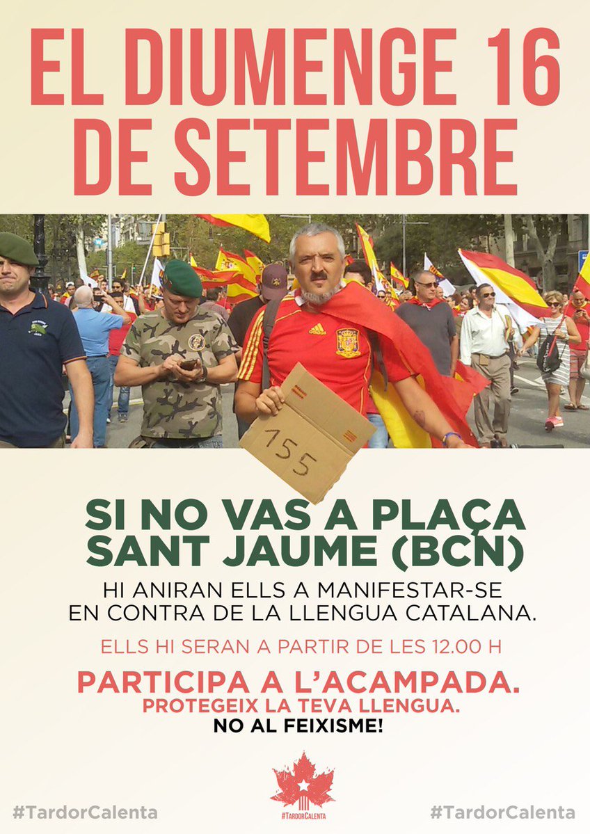 Cartel con el que el independentismo llama a concentrarse en la plaza Sant Jaume.