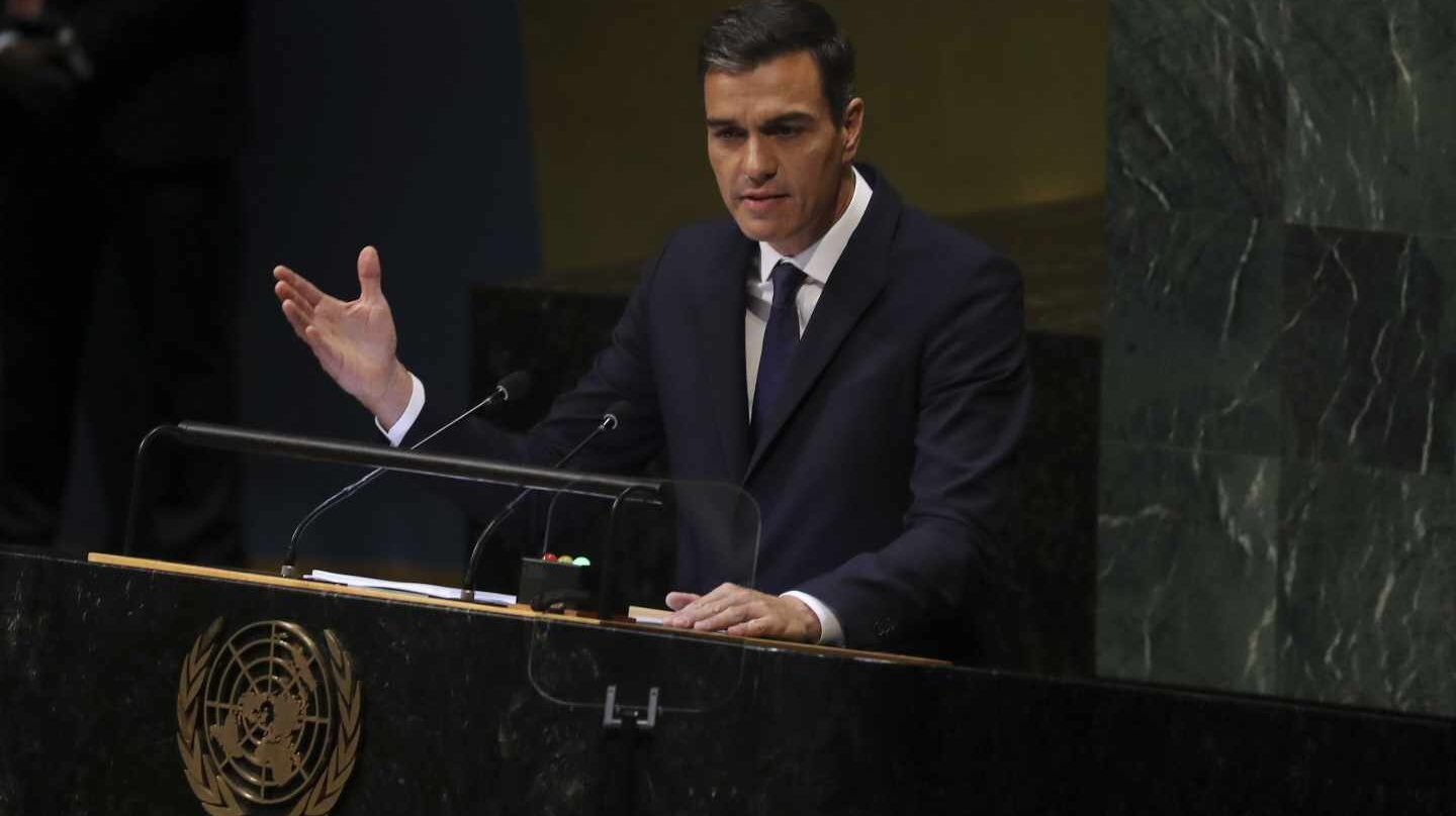 l presidente del Gobierno español, Pedro Sánchez, durante su intervención ante la Asamblea General de Naciones Unidas,