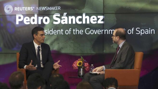 Pedro Sánchez, durante su entrevista en la sede de Reuters en Nueva York.