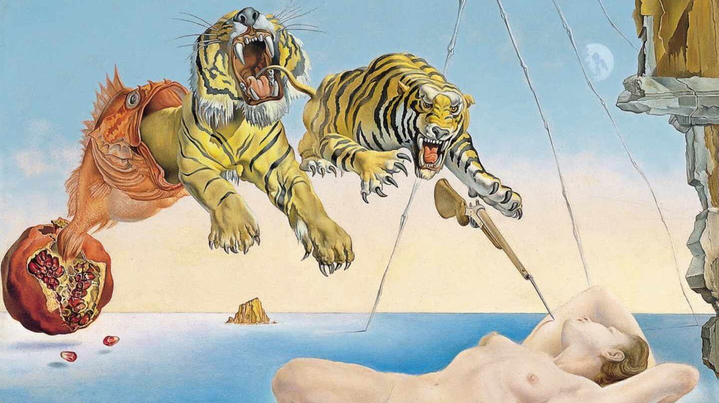 Sueño causado por el vuelo de una abeja alrededor de una granada un segundo antes de despertar de Dalí