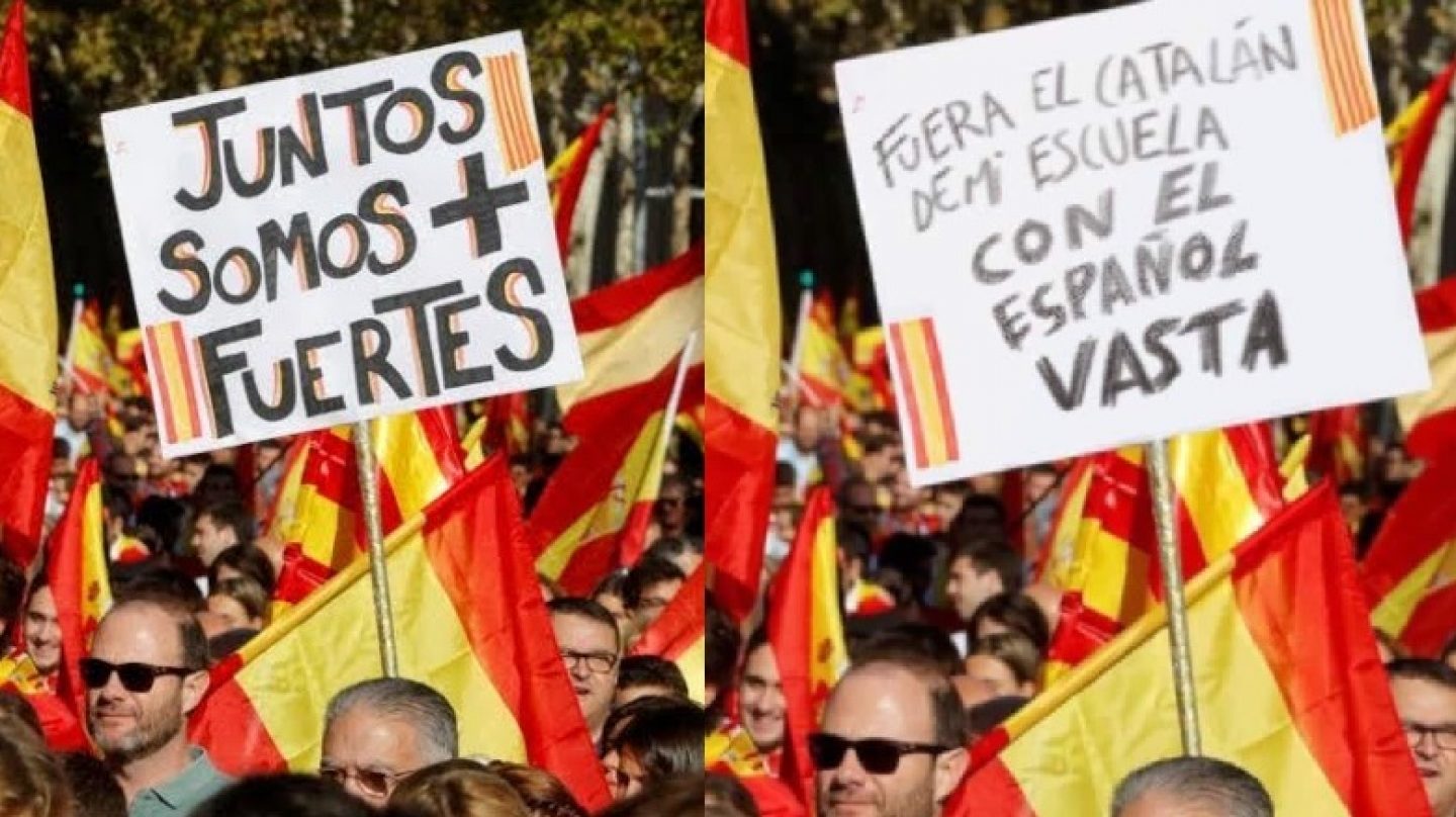 A la izquierda, imagen original tomada el 8 de octubre de 2017. A la derecha, manipulación difundida hoy.