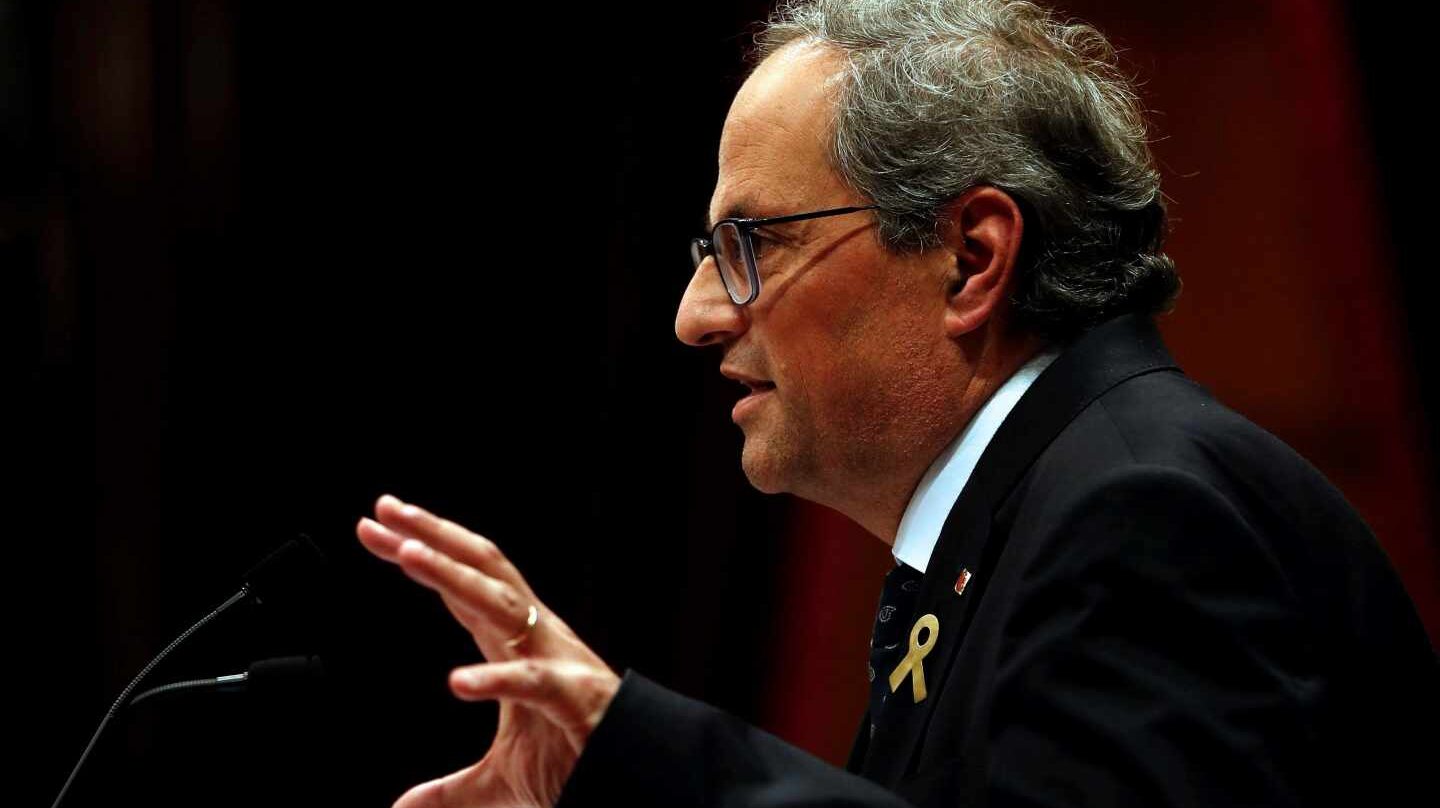 Quim Torra interviene en el Parlament.