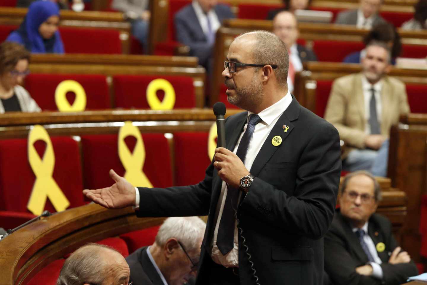 El conseller de Interior, Miquel Buch, en el Parlament.