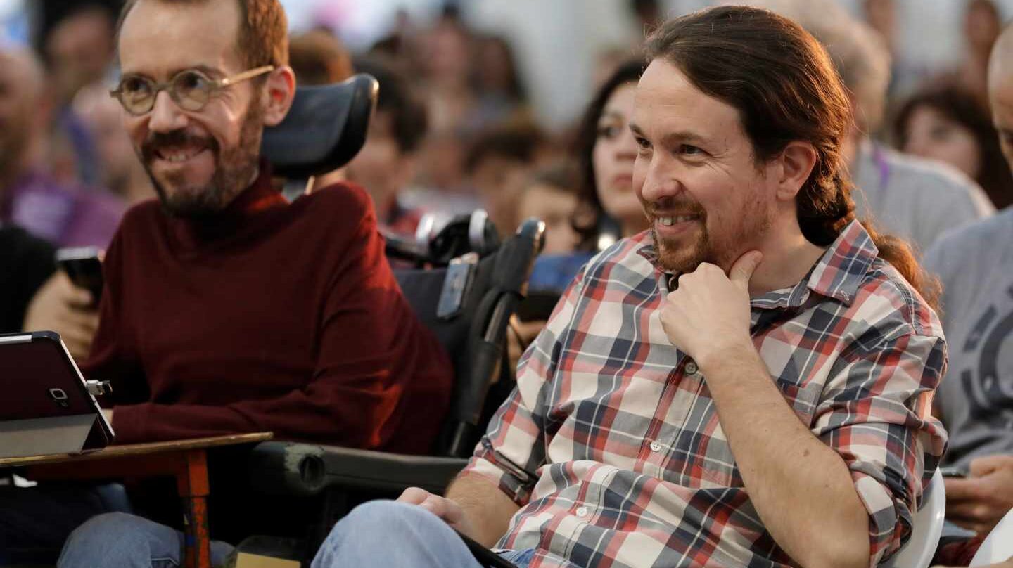 Echenique e Iglesias, en un acto de Podemos en Madrid.