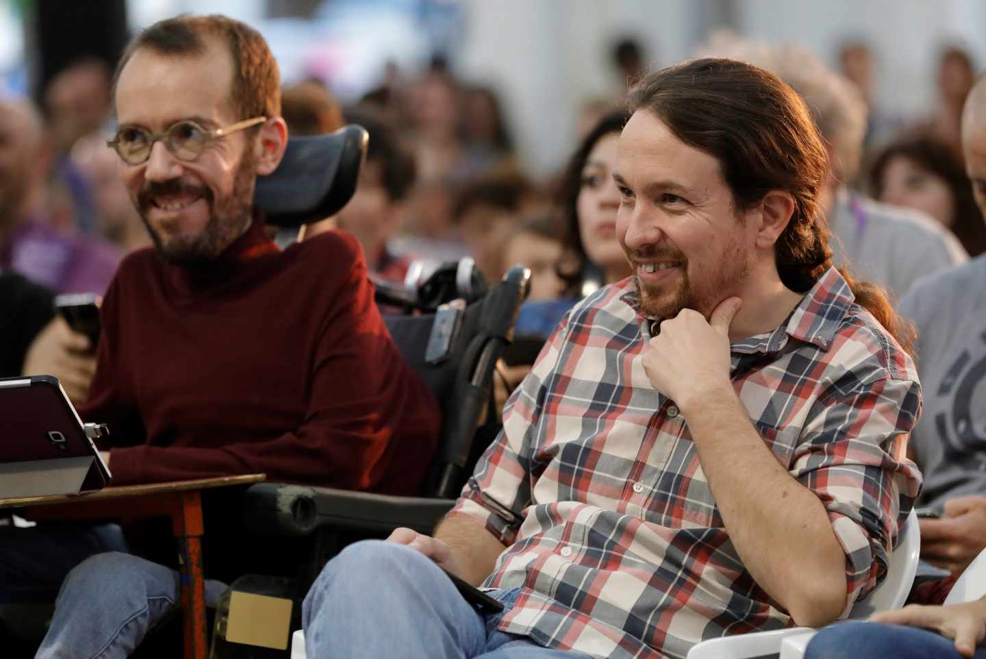 Echenique e Iglesias, en un acto de Podemos en Madrid.