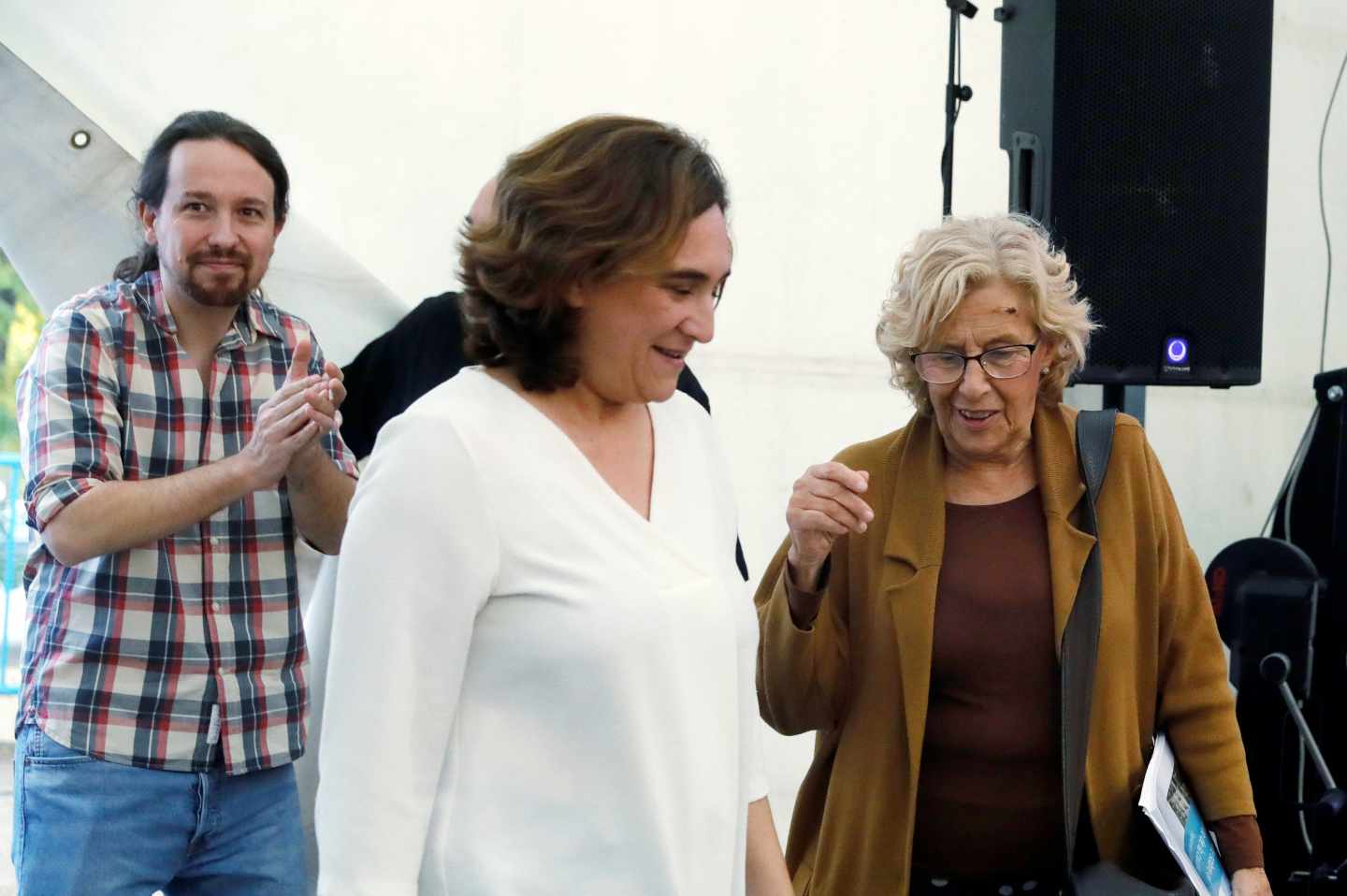 Iglesias, Colau y Carmena, en Madrid.