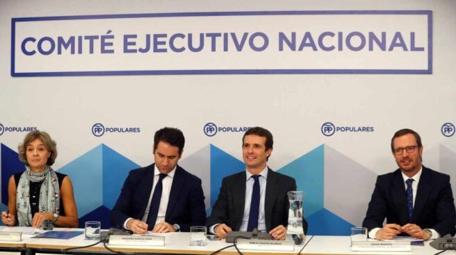 Pablo Casado durante la reunión de su comité ejecutivo este martes