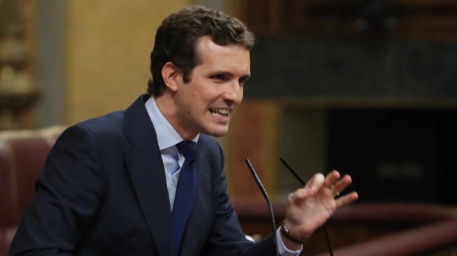 Pablo Casado, en la tribuna del Congreso. Pablo Casado, en la tribuna del Congreso.