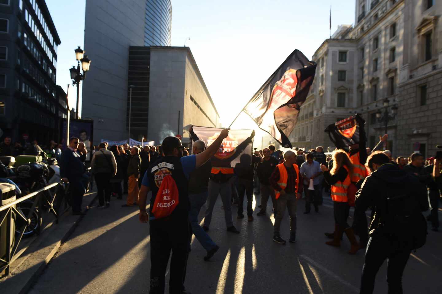 Manifestación de taxistas frente al Congreso.