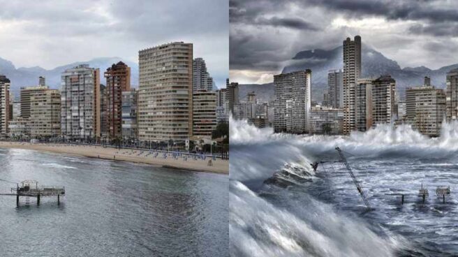 Recreación virtual de los efectos del cambio climático en la ciudad de Benidorm. Fuente: Greepeace