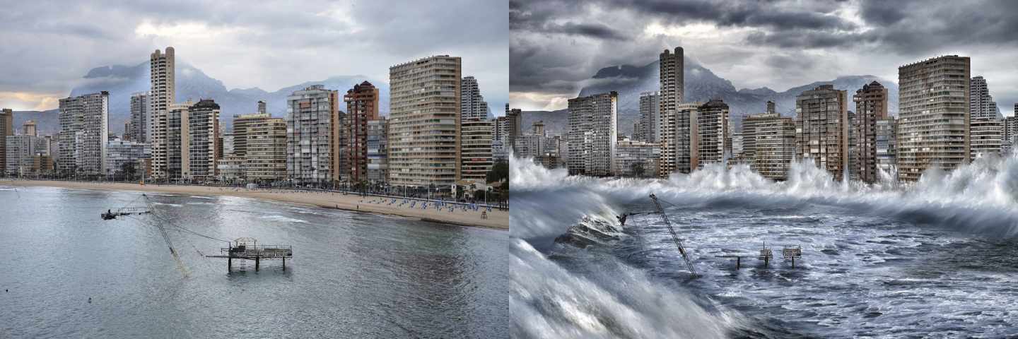 Recreación virtual de los efectos del cambio climático en la ciudad de Benidorm. Fuente: Greepeace