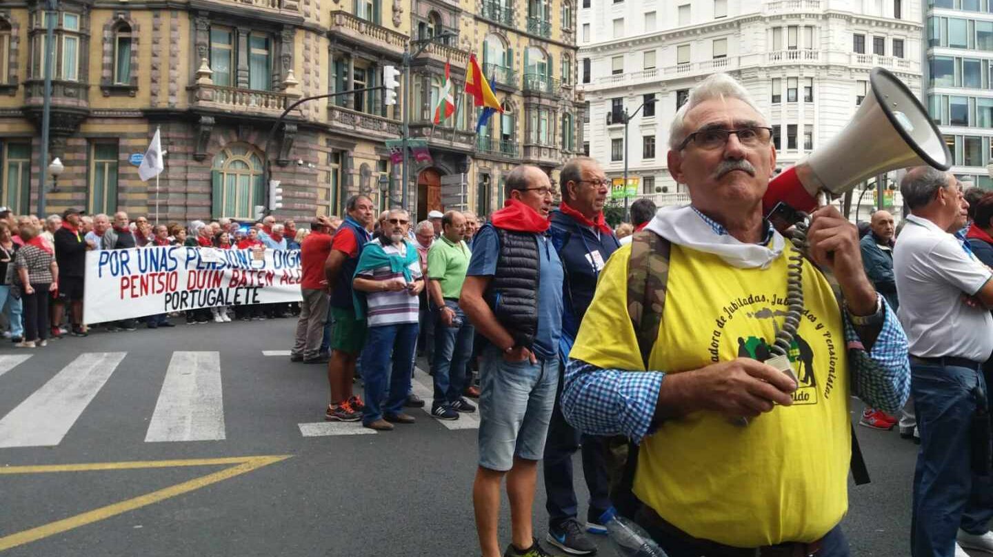 Manifestación de pensionistas en el centro de Bilbao.
